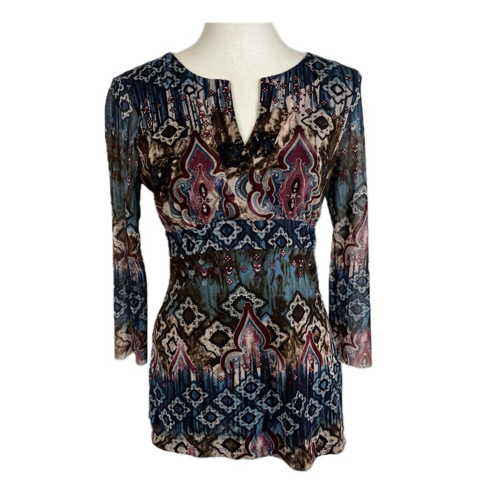 Inc International Concepts Babydoll Mesh Top Size S Boho Fairy Grunge Y2K Artsy